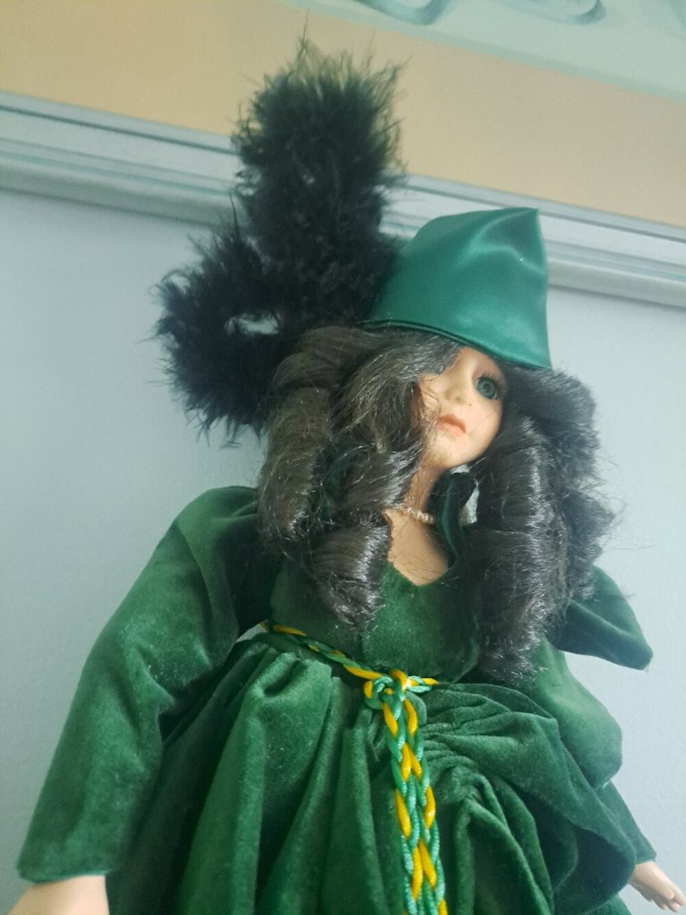 Gone With the Wind, Scarlett O'Hara Porcelain Doll, Green Curtain Dress 1993 Sey